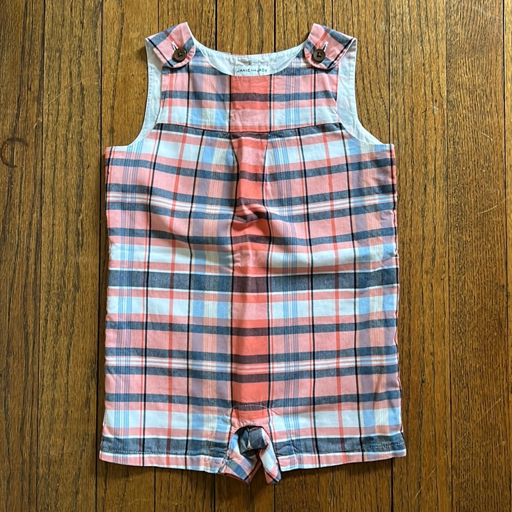 Janie & Jack Plaid Jon Romper/Jon Jon (12-18 months)